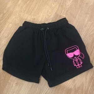 Karl Lagerfeld Cute Pink Black Sweat Shorts